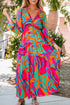 Multicolor Wild Lotus Ruffle Tiered Maxi Dress